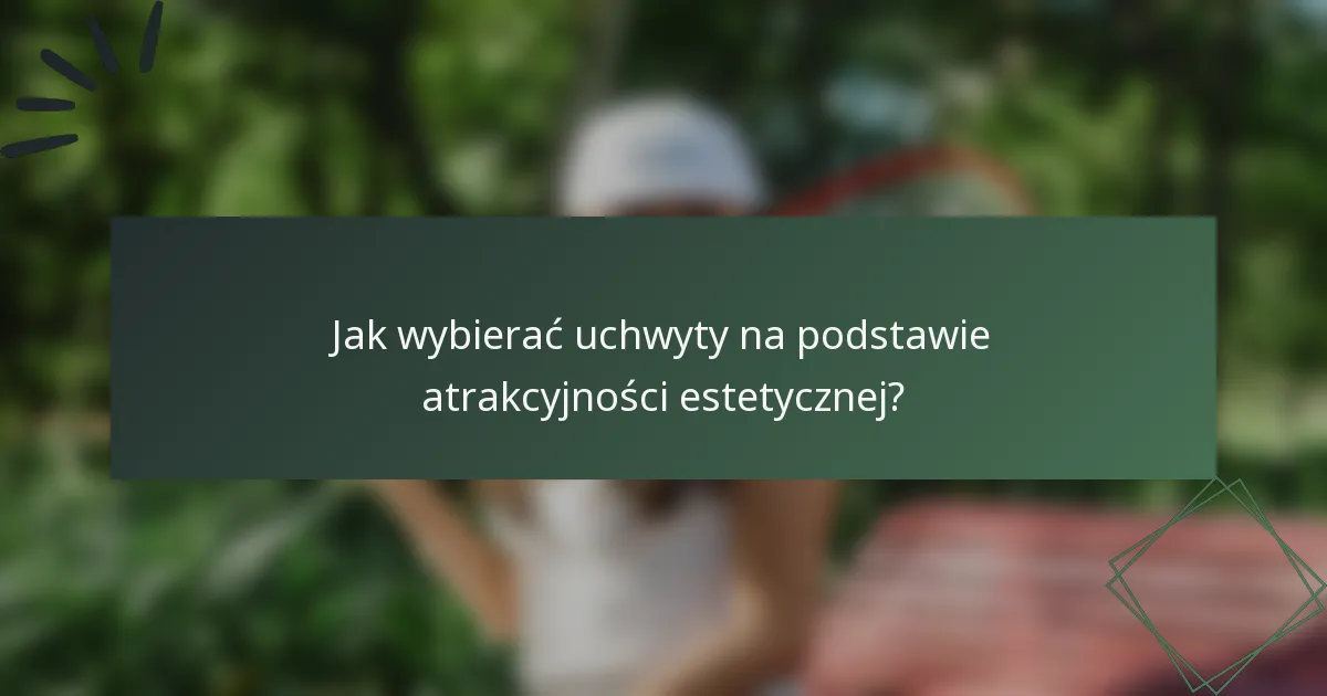 Jak wybierać uchwyty na podstawie atrakcyjności estetycznej?